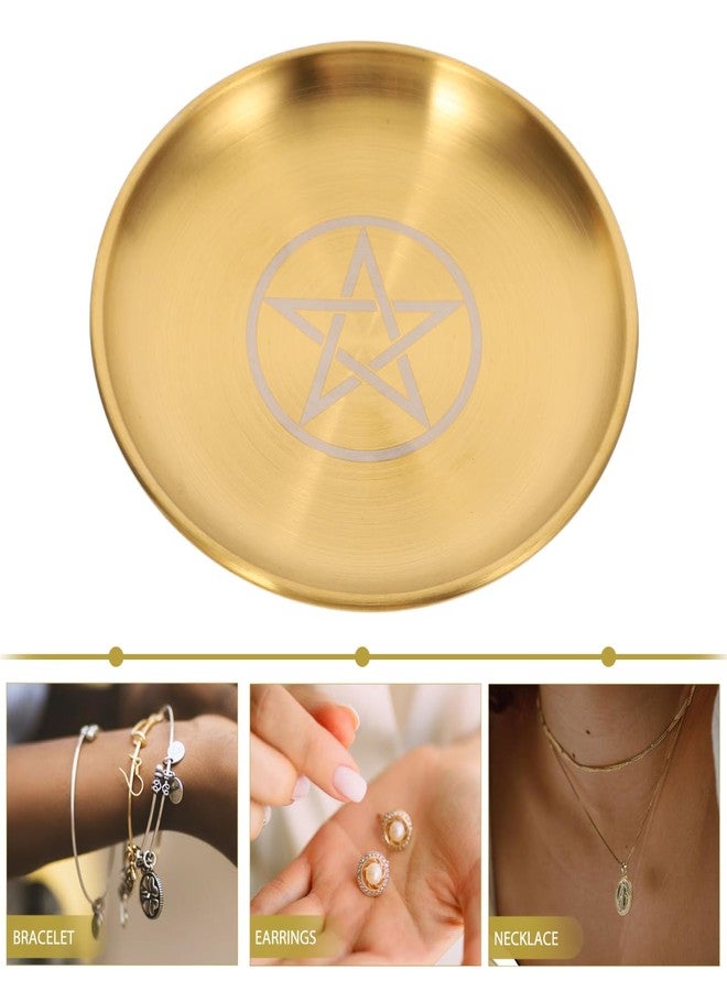 Amosfun 5.63 Inch Five-Pointed Gold Altar Tray Pentagram Jewelry Holder Dish for Witchcraft Ritual Display and Storage - Image 3