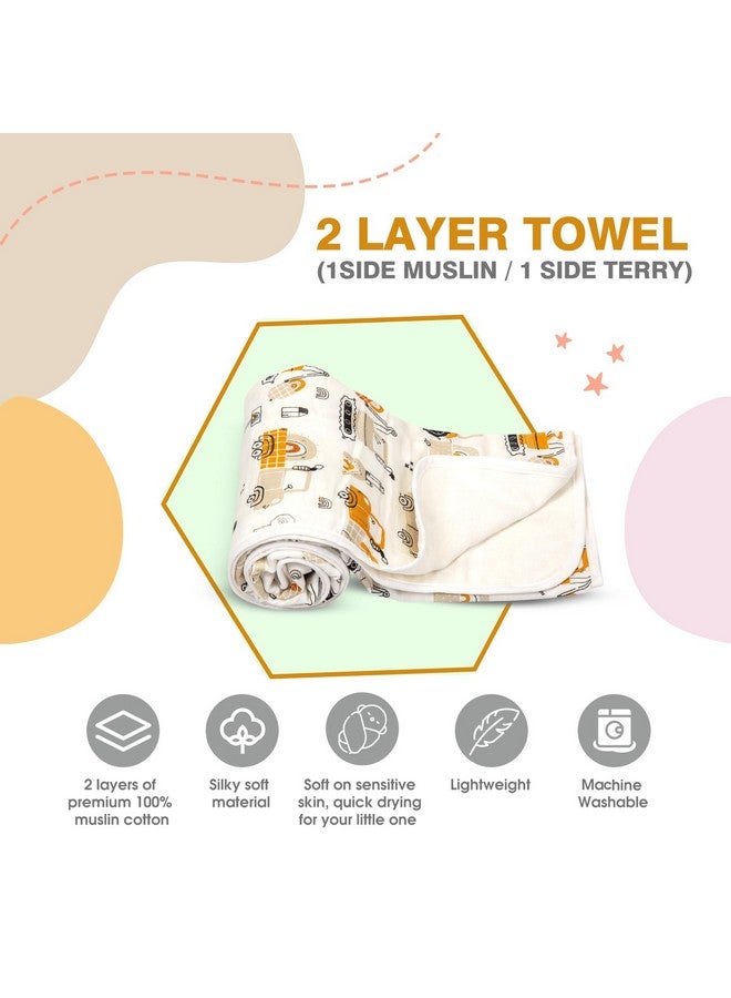 مي مي منشفة أطفال فائقة الامتصاص من Mee Mee مصنوعة من القطن بنسبة 100% ومكونة من طبقتين وناعمة للغاية لحديثي الولادة | طبقتان من الشاش والوبر | منشفة للأطفال/الأطفال الصغار/الرضع/الأطفال الصغار | عبوة من قطعة واحدة - طباعة نقل 75×100 سم - Image 4