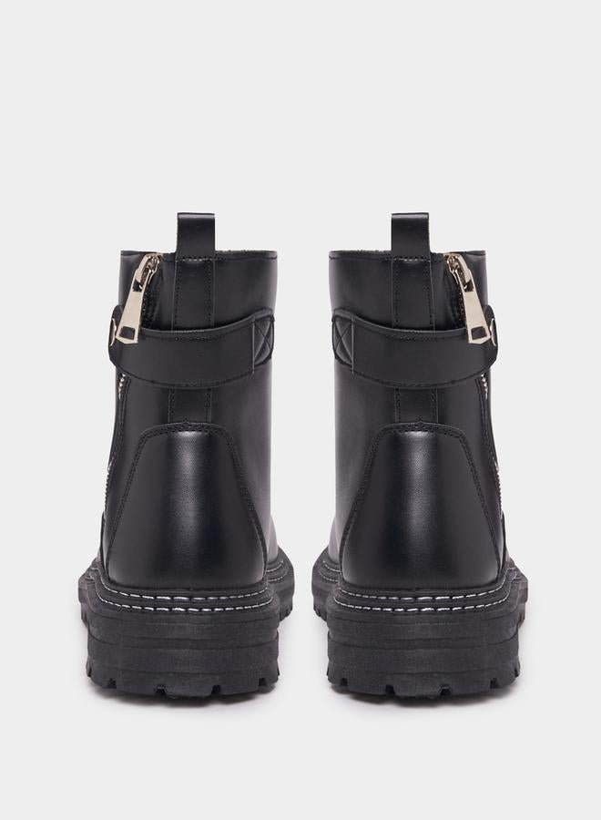 Styli Round Toe Ankle Boots with Side Zipper  - Image 3