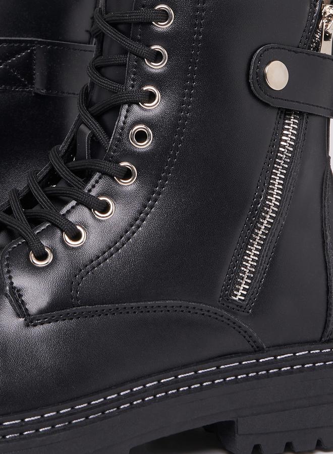 Styli Round Toe Ankle Boots with Side Zipper  - Image 4