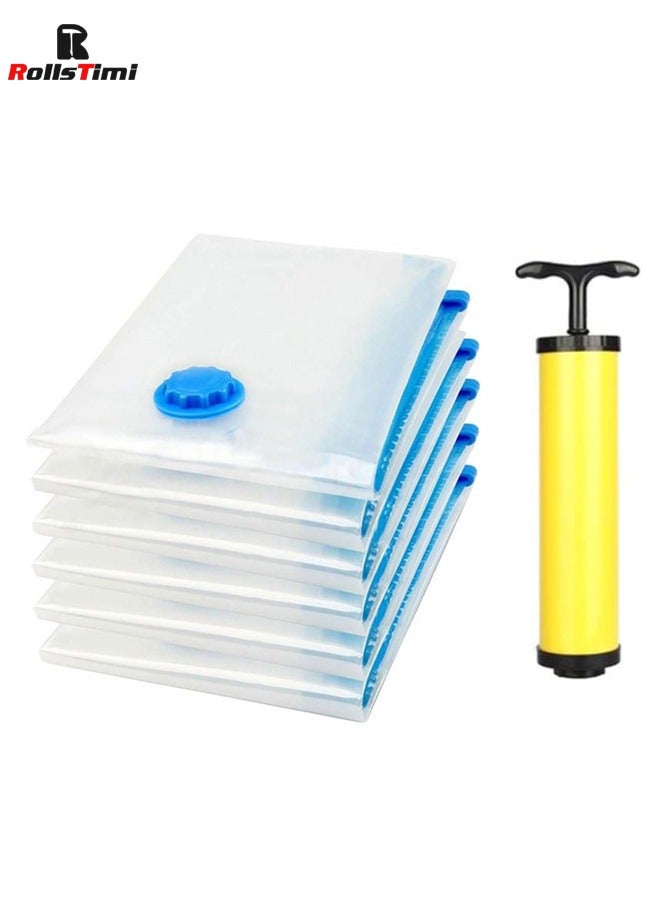 رولستيمي أكياس فراغ الختم أكياس تخزين فراغ موفرة للمساحة تشمل 6 أكياس ضغط و 1 مضخة يدوية ، 27.6"39.4" - Image 1