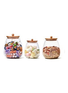 BLACKSTONE Glass Jar Canister 3Pc Set 500, 800, 1000 ML with Bamboo Lid Kitchen Container  - Image 3