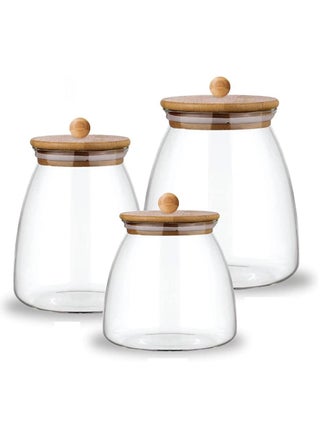 Glass Jar Canister 3Pc Set 500, 800, 1000 ML with Bamboo Lid Kitchen Container - pzsku/ZE0EB60E1A6008FE2FDCCZ/45/_/1664861226/8e184eae-719c-4f4b-bde2-e94415d1e89f