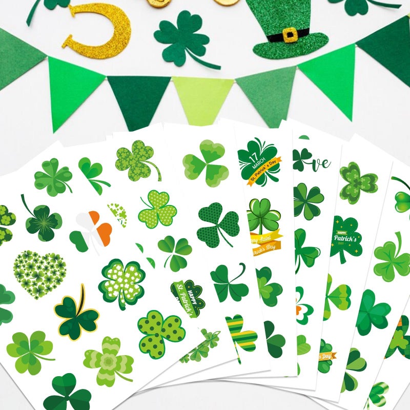 OTAITY 309 PCS St. Patrick's Day Stickers - 24 Sheets Lucky Shamrock Green Vinyl Stickers for Kids, Indoor Use on Metal, Plastic, Glass, Wood, Fabric - Image 5