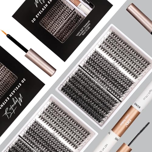 Magnetic SL DIY Lash Extensions Kit 320pcs Individual Lashes Clusters 40D 50D 100D D Curl Eyelash Extension Kit with Applicator and Lash Bond&Seal, Lash Remover For False Eyelash Mix 11-20mm (40D+50D+100D KIT) - Image 5