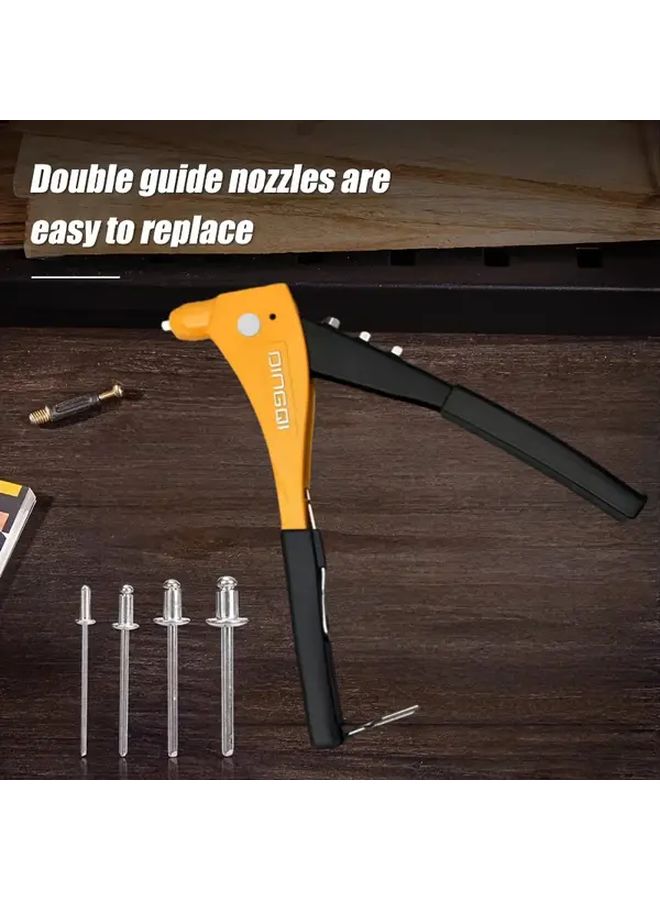 Saffron Yellow 10 Inch Manual Riveting Tool Kit Gun 4 Interchangeable Heads For Metal Plastic - Image 2