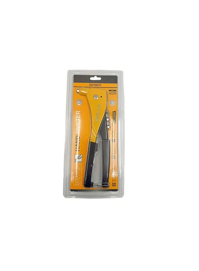 Saffron Yellow 10 Inch Manual Riveting Tool Kit Gun 4 Interchangeable Heads For Metal Plastic - Image 1