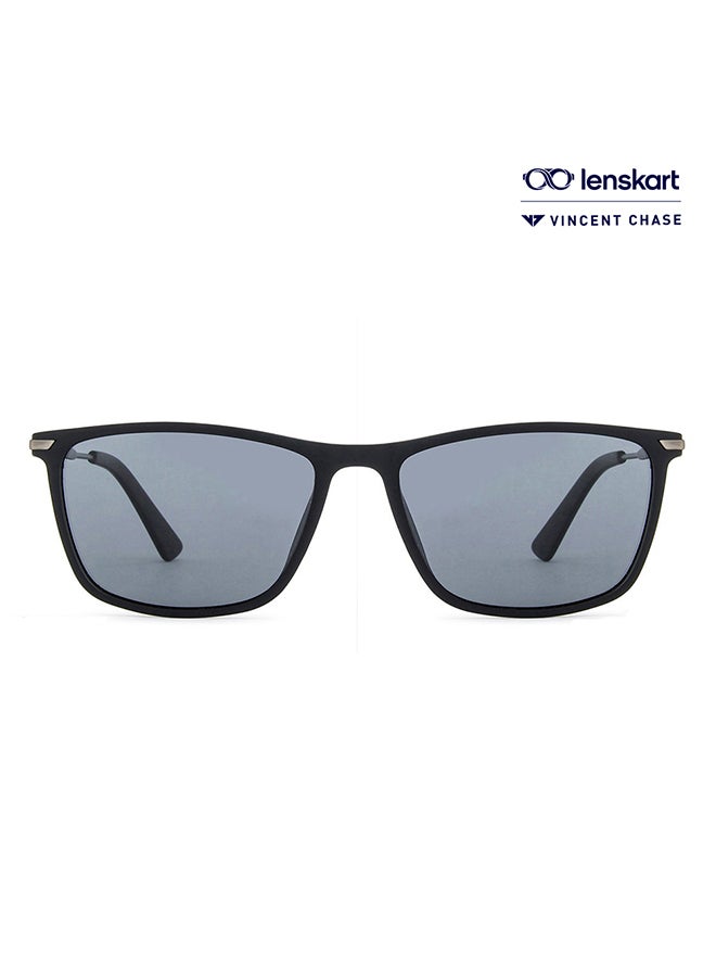 VINCENT CHASE Unisex VINCENT CHASE By Lenskart | Air Full Rim Wayfarer Frame Polarized & UV Protected Sunglasses LA S13159 - 54mm - Black - Image 1
