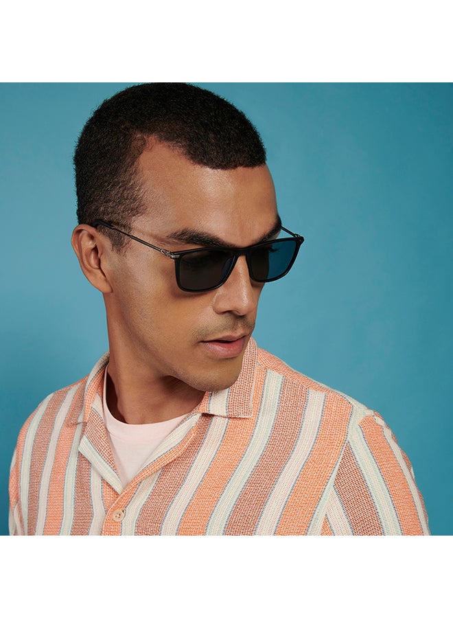 VINCENT CHASE Unisex VINCENT CHASE By Lenskart | Air Full Rim Wayfarer Frame Polarized & UV Protected Sunglasses LA S13159 - 54mm - Black - Image 3