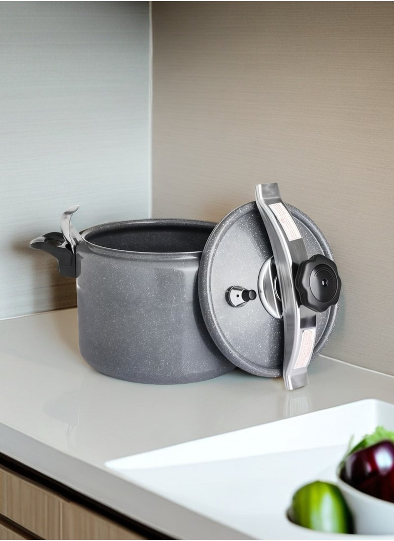 TORNADO 5 LitersLiters 5L Dark Grey Pressure Cooker | Granite Coating for Easy Cleaning, Reinforced Aluminum Alloy Design, Energy-Saving Fast Cooking Solution for Small Families Dark Grey  - Image 3