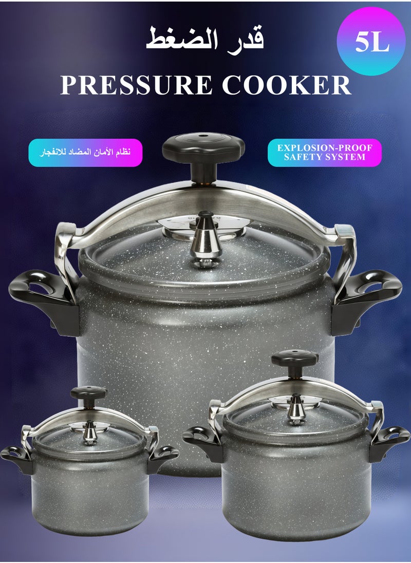 TORNADO 5 LitersLiters 5L Dark Grey Pressure Cooker | Granite Coating for Easy Cleaning, Reinforced Aluminum Alloy Design, Energy-Saving Fast Cooking Solution for Small Families Dark Grey  - Image 1