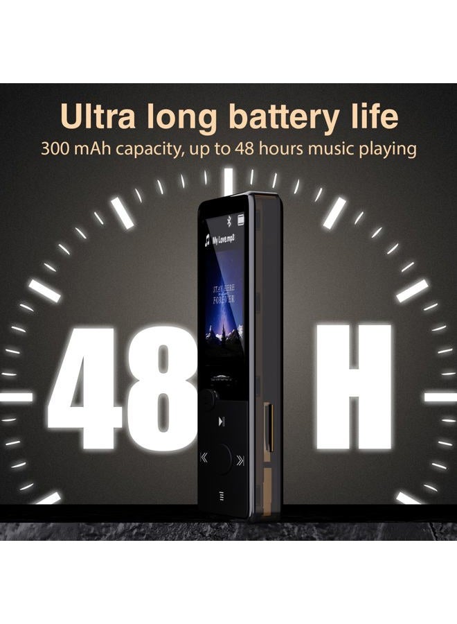 Aiandcc مشغل MP3 بسعة 128 جيجابايت مع بلوتوث 5.3 وصوت HiFi، مشغل MP3 مع راديو FM، مشغل موسيقى صغير للأطفال والبالغين، سماعات أذن متضمنة، يمكن إدخال بطاقة TF - Image 4