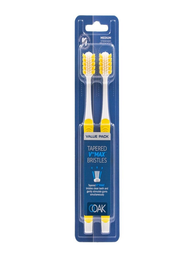 Ooak Toothbrush, Tapered V++Max Medium Bristles, 2 Pack Yellow - Image 1