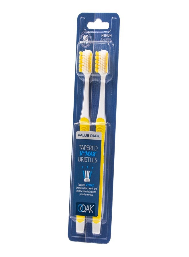 Ooak Toothbrush, Tapered V++Max Medium Bristles, 2 Pack Yellow - Image 2