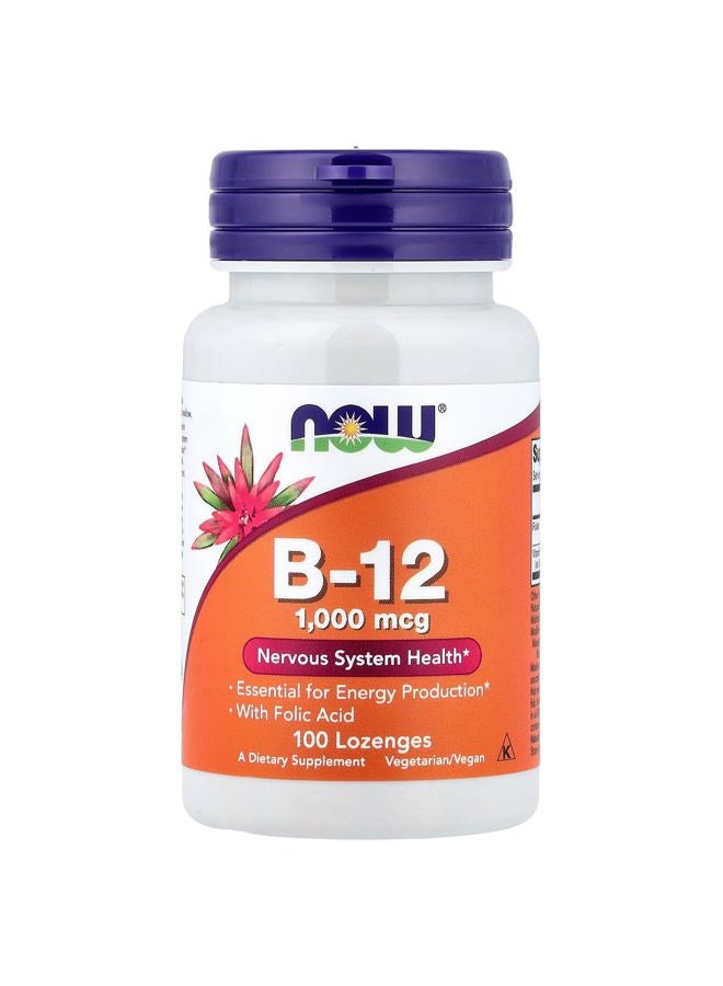 now Foods Vitamin B-12 (1000mcg, 100 Lozenges) - Image 1