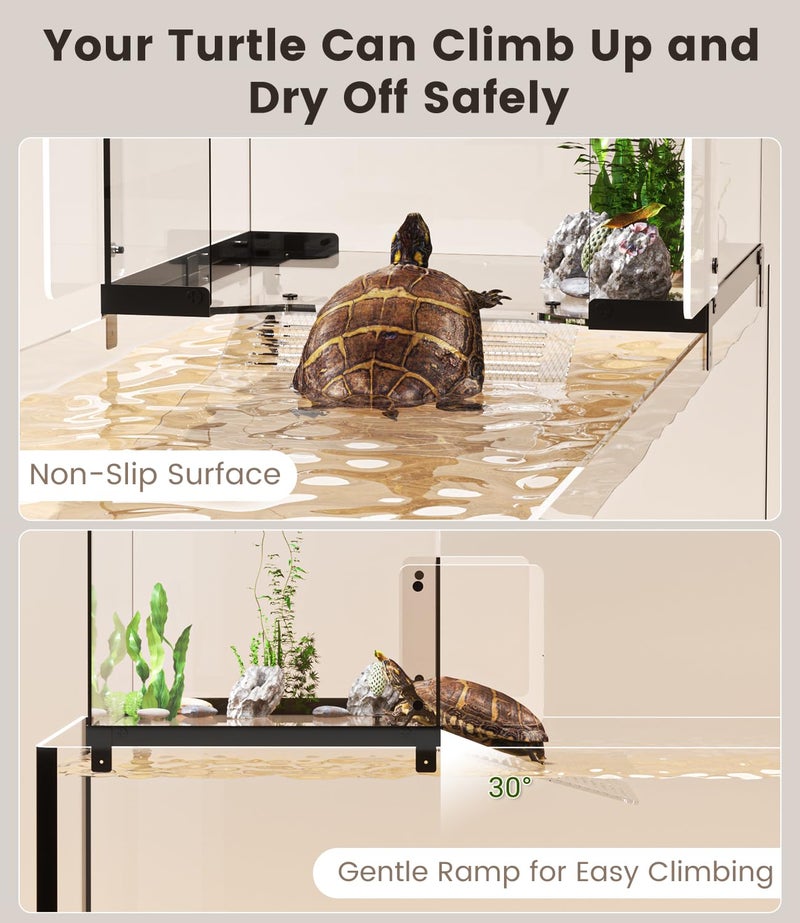 REPTITRIP Turtle Basking Platform for 10-13 Inchs Wide Aquariums - Last Long Stainless Steel Supports & Mesh, Non-Slip Ramp for Aquatic Turtles, Turtle Tank Accessories(Large) - Image 5
