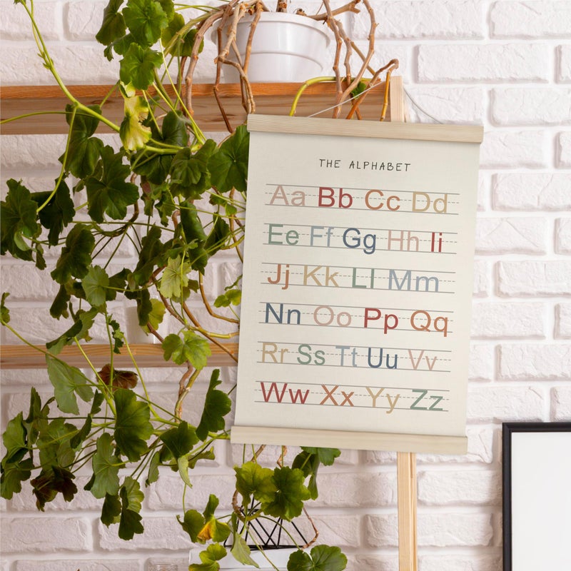 HRQKO Alphabet ABC Poster Hanger Frame  Nursery Wall Decor  Alphabet Wall Art  Boho ABC Poster Wall Art with Wooden Frames  Alphabet Banner Wall Hanging Decor for Nursery Toddler Playroom  12x16 Inch - Image 3