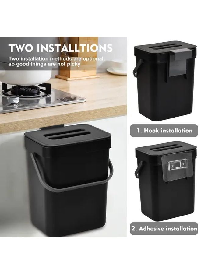 Gray Kitchen Compost Bin With Lid Odor Proof Countertop Fridge Storage 101oz - Image 3