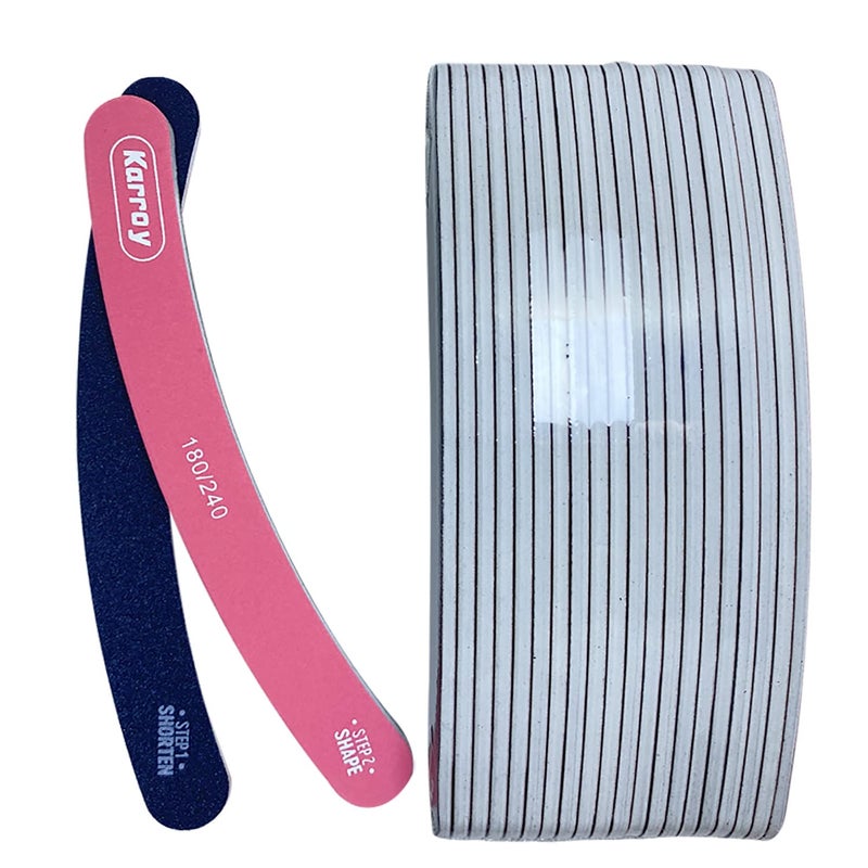 Karroy Nail File 20pcs Dual Sided Nail Files for Natural Nails Emery Boards Nail Filer for Acrylic Nail 180/240 Grit - Image 1