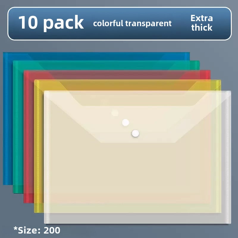 Transparent A4 Document Bag Large Capacity 10 colorful stripes/thickening