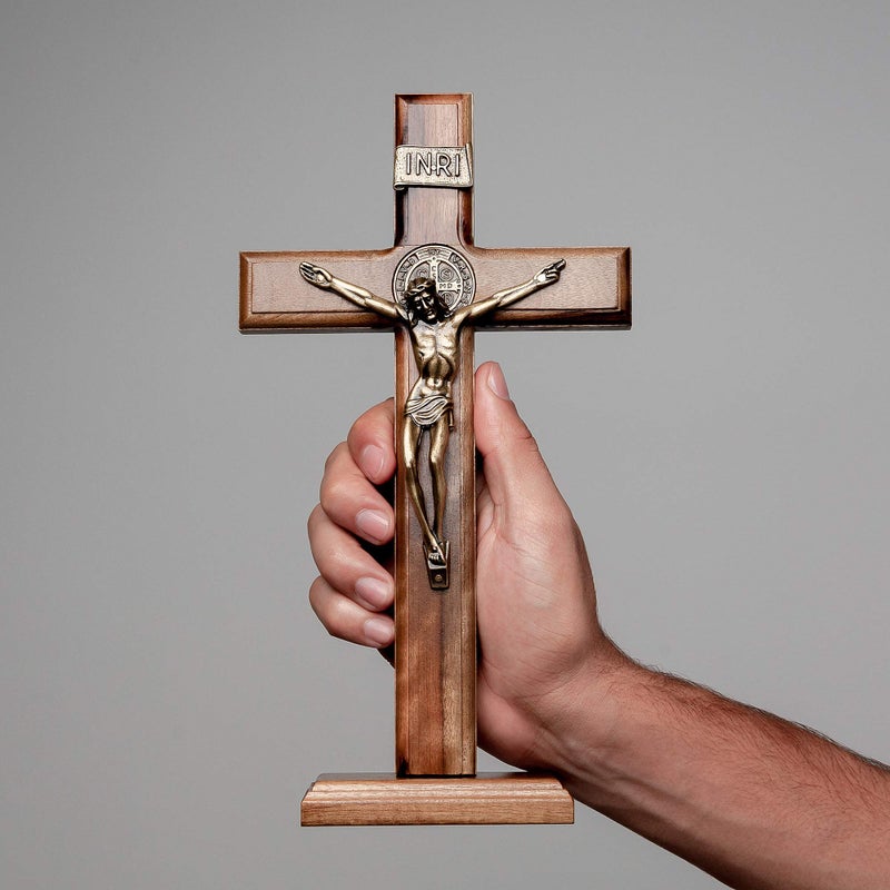Intercession صليب خشبي لجدار الشفاعة والطاولة (10 بوصات - ذهبي عتيق) - Image 4