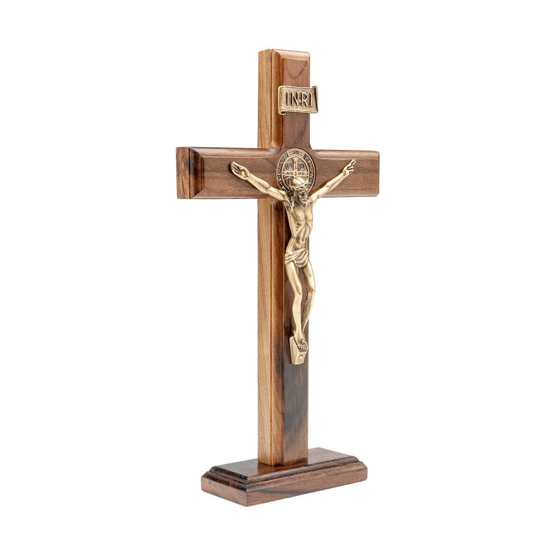 Intercession صليب خشبي لجدار الشفاعة والطاولة (10 بوصات - ذهبي عتيق) - Image 2