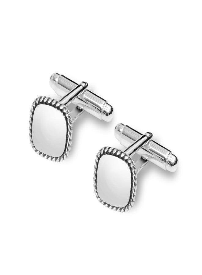 LeCalla 925 Sterling Silver Groomsmen Cufflinks Set | Classic & Antique Designs Men's Cuff-links Jewelry Set | Cuff-Links for Wedding, Party, Anniversary, Business & Special Occasion Gifts, Medium - Image 1