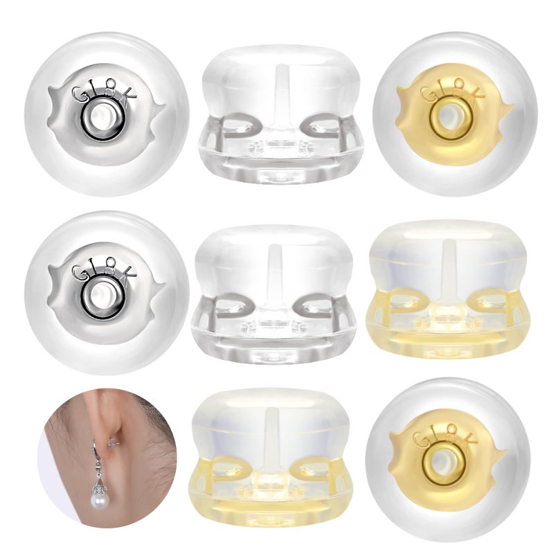 Earring Backs for Droopy Ears 18K Gold Silicone Earring Backs for Studs Heavy EarringRubber Flat Earring Backing Tigh Hold Lifters Support Replacement in 2 Colors White Gold14K Gold