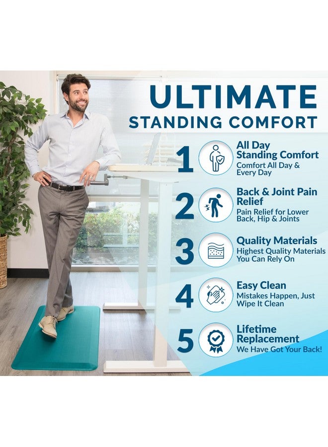 كومفي لايف سجادة أرضية مقاومة للتعب من كومفي لايف - سجادة مطبخ مثالية بسُمك 3/4 بوصة، سجادة مكتب قائمة - مريحة في المنزل والمكتب والجراج - متينة - مقاومة للبقع - قاعدة غير قابلة للانزلاق (20 بوصة × 39 بوصة، أزرق مخضر) - Image 3