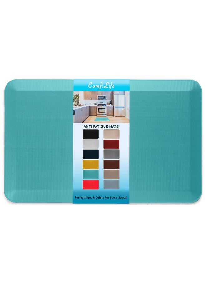 كومفي لايف سجادة أرضية مقاومة للتعب من كومفي لايف - سجادة مطبخ مثالية بسُمك 3/4 بوصة، سجادة مكتب قائمة - مريحة في المنزل والمكتب والجراج - متينة - مقاومة للبقع - قاعدة غير قابلة للانزلاق (20 بوصة × 39 بوصة، أزرق مخضر) - Image 1