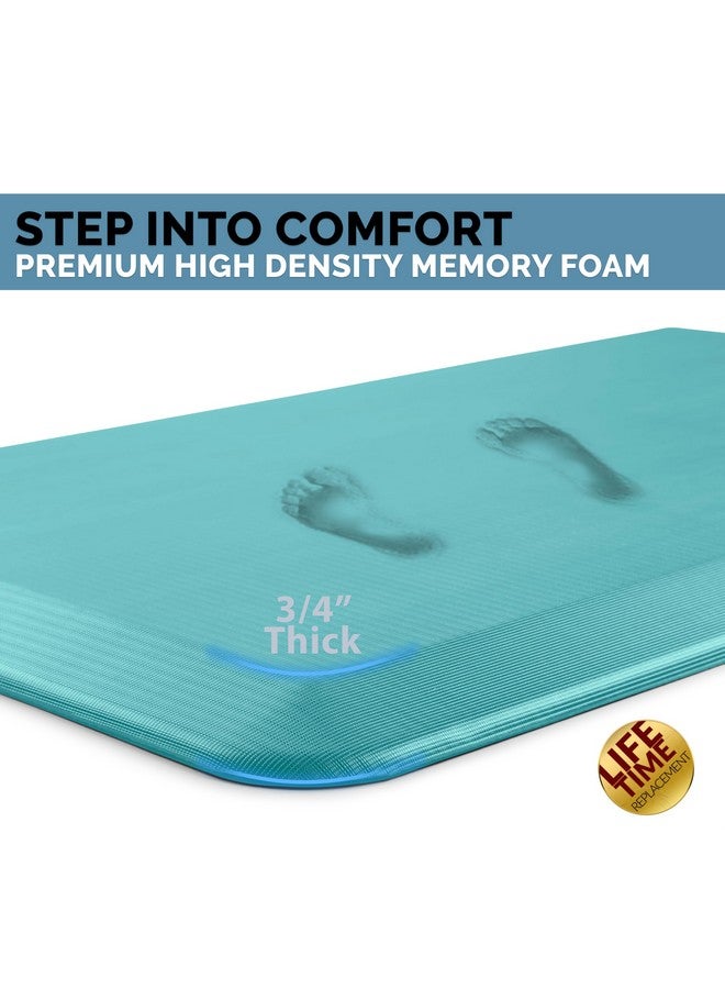 كومفي لايف سجادة أرضية مقاومة للتعب من كومفي لايف - سجادة مطبخ مثالية بسُمك 3/4 بوصة، سجادة مكتب قائمة - مريحة في المنزل والمكتب والجراج - متينة - مقاومة للبقع - قاعدة غير قابلة للانزلاق (20 بوصة × 39 بوصة، أزرق مخضر) - Image 2