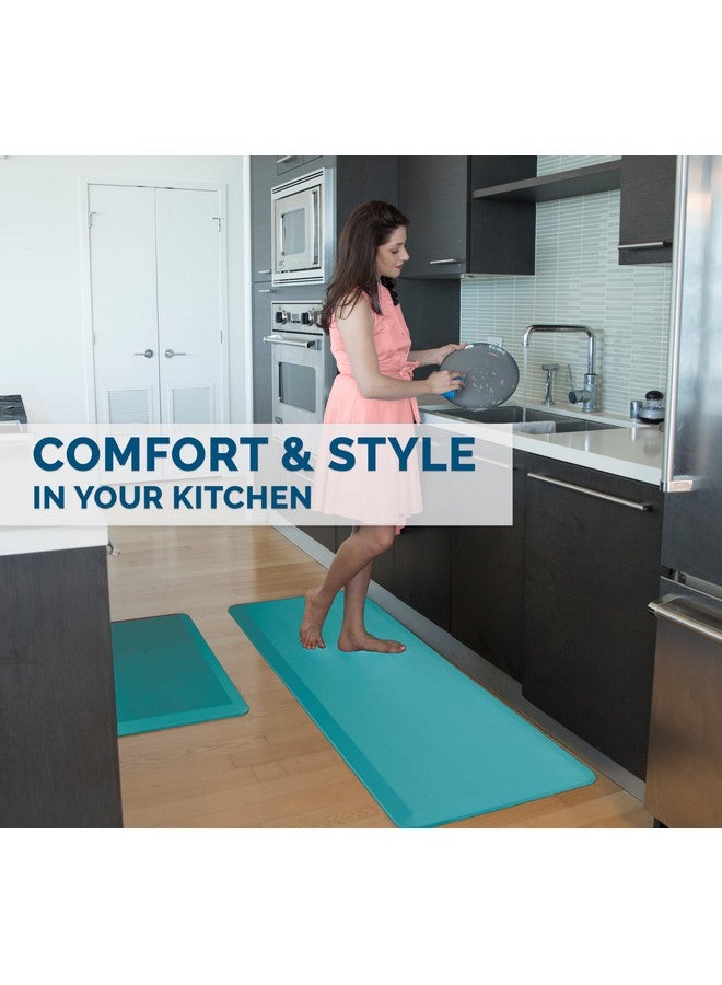 كومفي لايف سجادة أرضية مقاومة للتعب من كومفي لايف - سجادة مطبخ مثالية بسُمك 3/4 بوصة، سجادة مكتب قائمة - مريحة في المنزل والمكتب والجراج - متينة - مقاومة للبقع - قاعدة غير قابلة للانزلاق (20 بوصة × 39 بوصة، أزرق مخضر) - Image 5