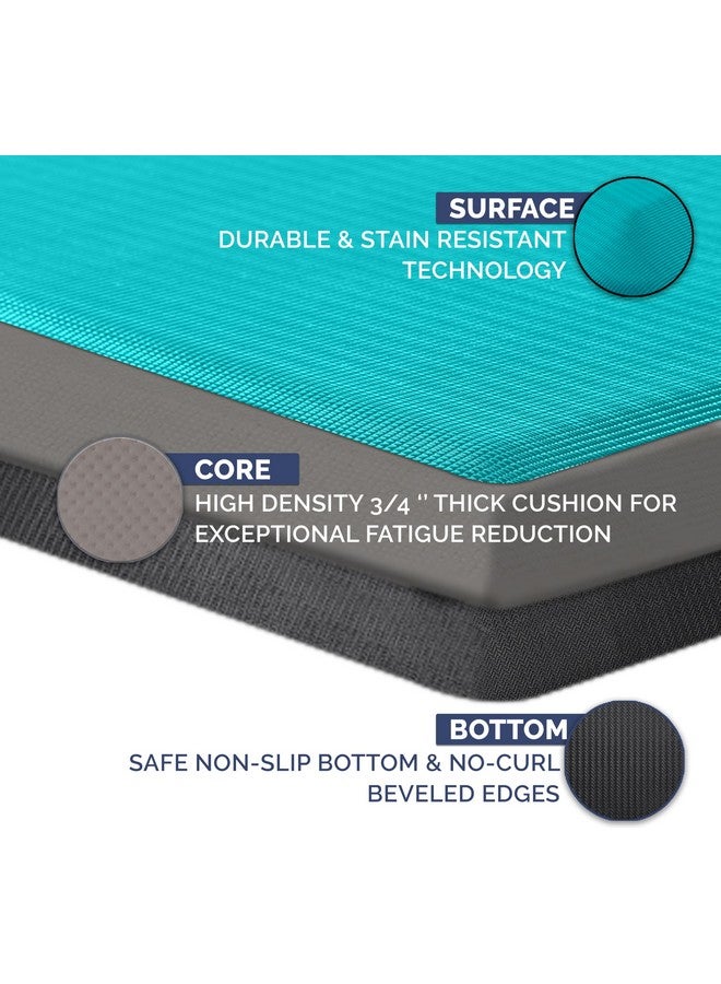 كومفي لايف سجادة أرضية مقاومة للتعب من كومفي لايف - سجادة مطبخ مثالية بسُمك 3/4 بوصة، سجادة مكتب قائمة - مريحة في المنزل والمكتب والجراج - متينة - مقاومة للبقع - قاعدة غير قابلة للانزلاق (20 بوصة × 39 بوصة، أزرق مخضر) - Image 4