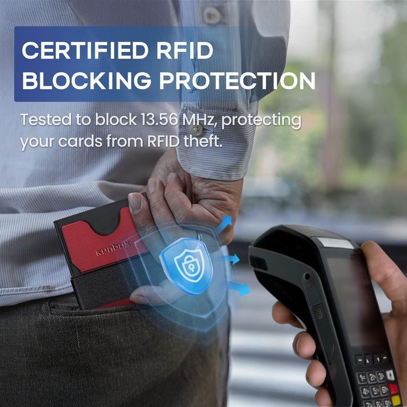 RUNBOX Slim Card Holder Wallet for Men, Minimalist RFID Blocking Wallet with Pop-Up Function, Ultra-Thin Design, Metal Business Card Cases holds 6+6 Cards, Gifts for Men, Men's Accessories - Image 3