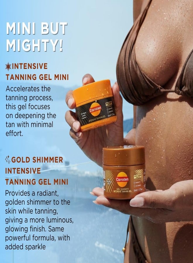 Carroten Mini Intensive + Gold Shimmer Tanning Gels | Travel Size Tan Accelerator & Body Bronzer | Non-Greasy, Water-Resistant | Carrot & Coconut Oil | Vitamin A & E For Hydration | 1.7 oz (Set of 2) - Image 5