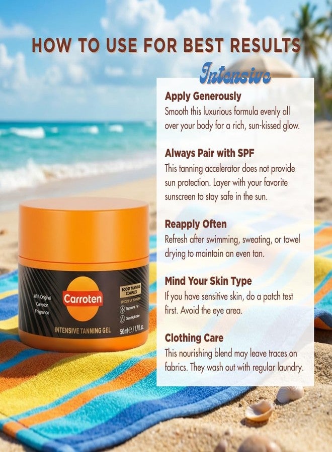 Carroten Mini Intensive + Gold Shimmer Tanning Gels | Travel Size Tan Accelerator & Body Bronzer | Non-Greasy, Water-Resistant | Carrot & Coconut Oil | Vitamin A & E For Hydration | 1.7 oz (Set of 2) - Image 3