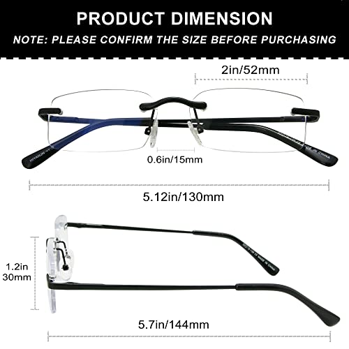 HIYANJN Frameless Reading Glasses Blue Light Blocking Rimless Computer Reader For men Lightweight Eyeglasses(3-Pack,2.50 - Image 4