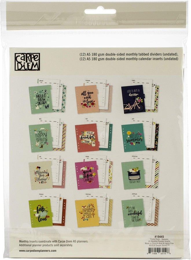 Simple Stories Carpe Diem Seasons Double-Sided A5 Planner Inserts-Monthly, Undated - Image 3