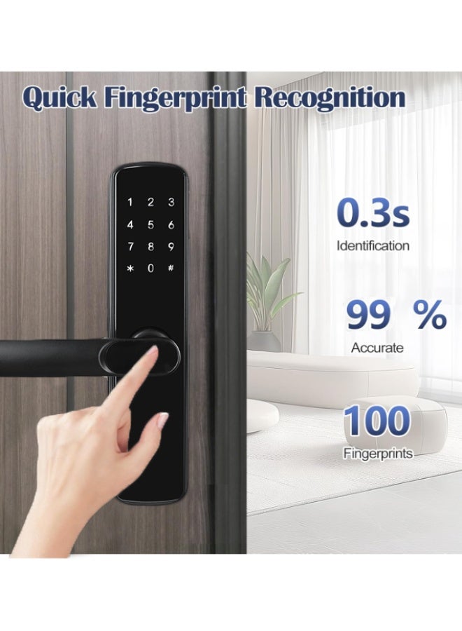 Noon East Smart Digital Door Lock with Fingerprint, Keypad & Mechanical Key – Black - Image 2