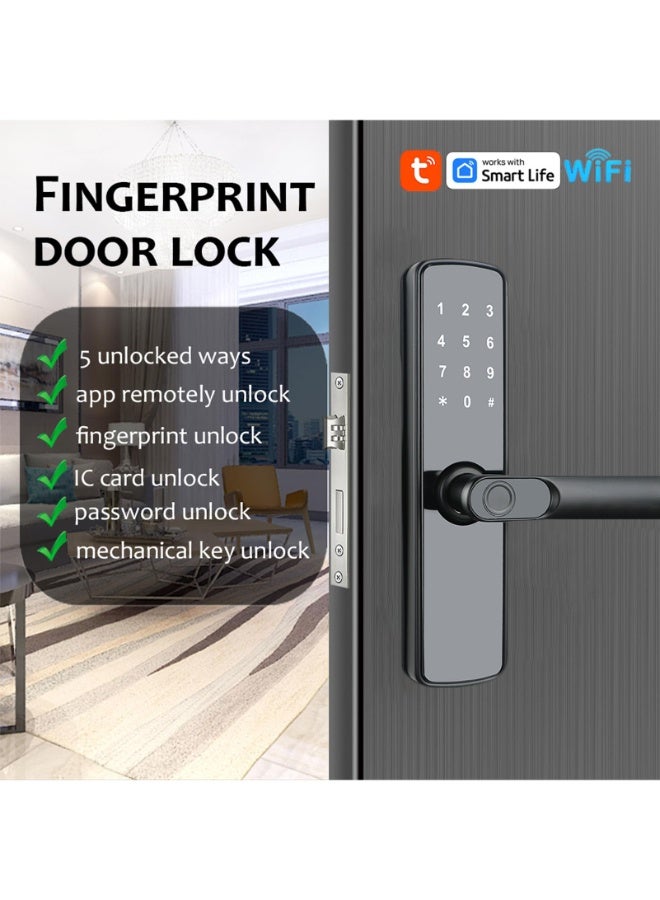 Noon East Smart Digital Door Lock with Fingerprint, Keypad & Mechanical Key – Black - Image 3