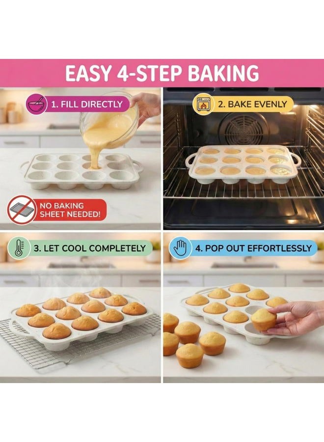 BAKE BOSS Regular Muffin Pan - 2 PACK - CREAM - Image 5