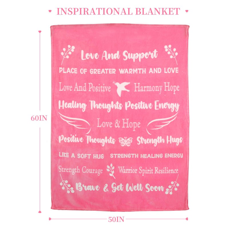 MACEVIA Breast Cancer Care Package Gift Box for Women - Get Well Soon Gifts Basket Inspirational with Breast Cancer Blanket Throw, Tumbler Cup, Socks, Eye Mask, Bath Set for Cancer Patients (Pink 02) - Image 4