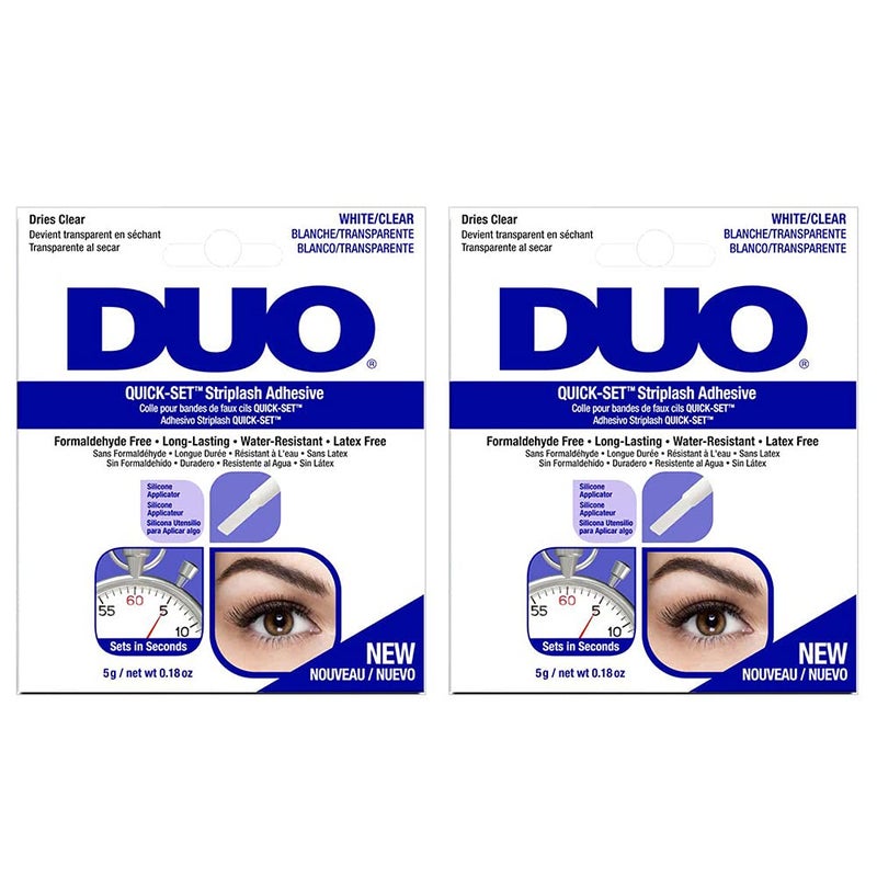 لاصق رموش DUO QuickSet الشفاف  خالي من اللاتكس مقاوم للماء يدوم طويلاً 0.18 أونصة  عبوتين