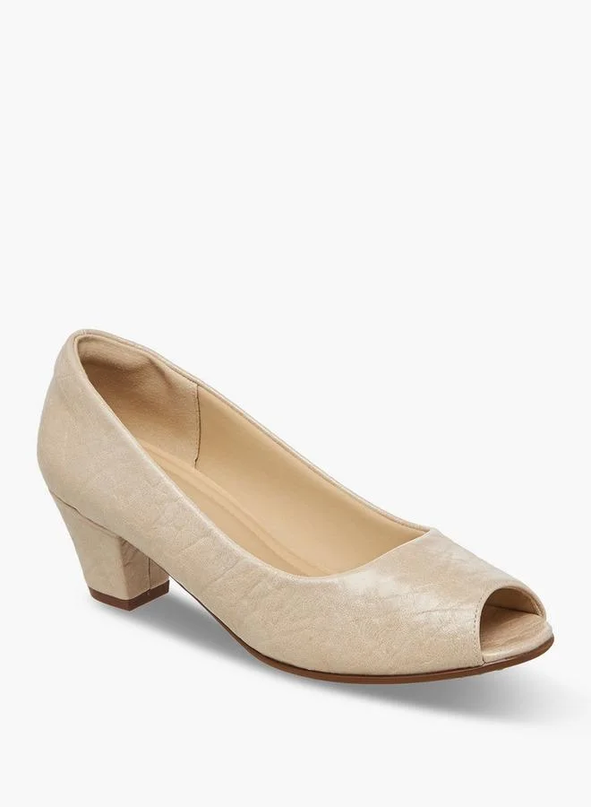 Le Confort Women Textured Slip-On Block Heel Shoes