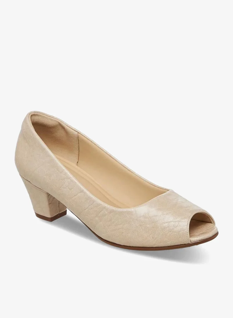 لو كونفورت Women Textured Slip-On Block Heel Shoes