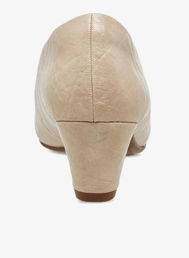 Le Confort BEIGE Women Textured Slip-On Block Heel Shoes for Women | Best Price UAE