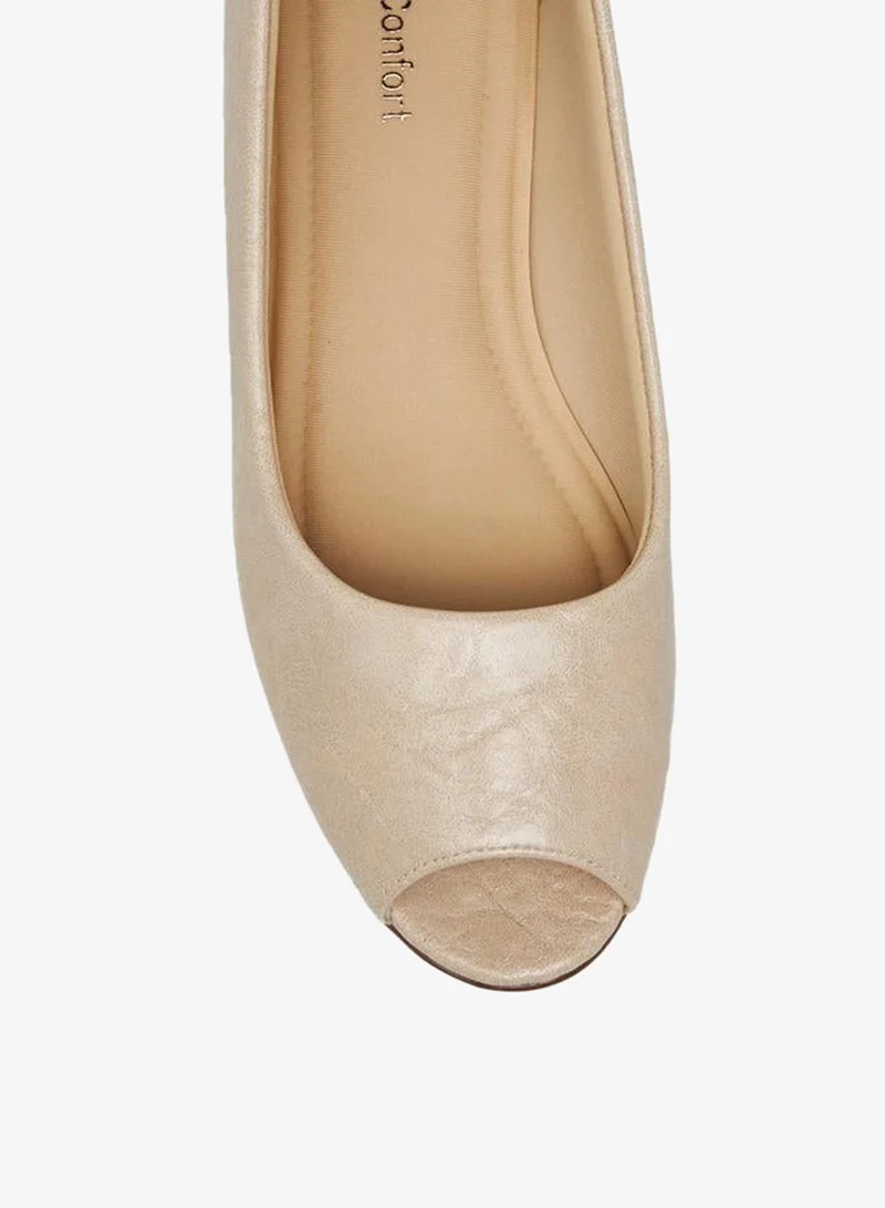 Le Confort BEIGE Women Textured Slip-On Block Heel Shoes for Women | Best Price UAE