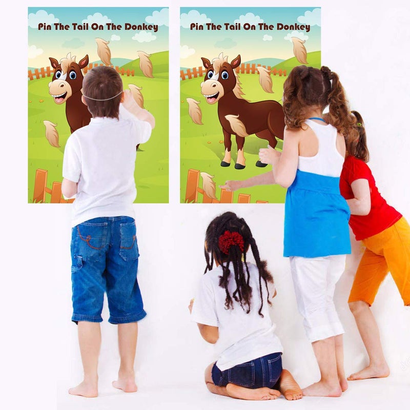Hxezoc Pin The Tail On The Donkey Party Game with 30 Pcs Tails Large Donkey Games Poster for Kids Birthday Party Carnival Party Supplies - Image 3