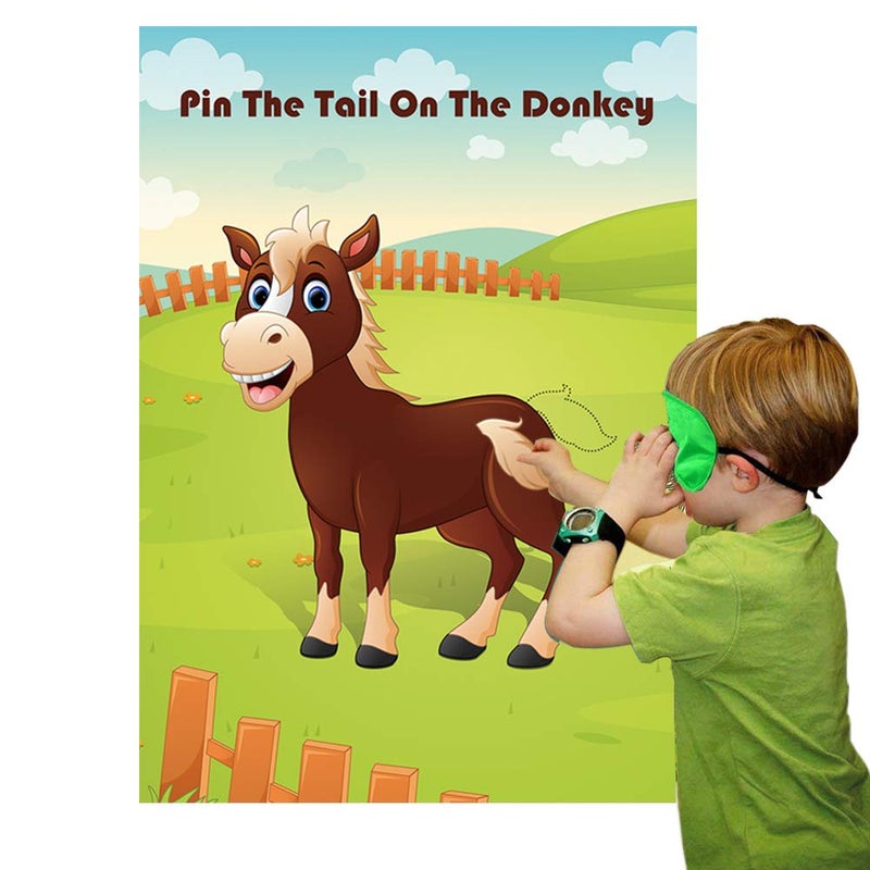 Hxezoc Pin The Tail On The Donkey Party Game with 30 Pcs Tails Large Donkey Games Poster for Kids Birthday Party Carnival Party Supplies - Image 4