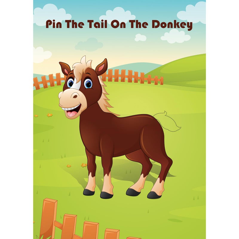 Hxezoc Pin The Tail On The Donkey Party Game with 30 Pcs Tails Large Donkey Games Poster for Kids Birthday Party Carnival Party Supplies - Image 1